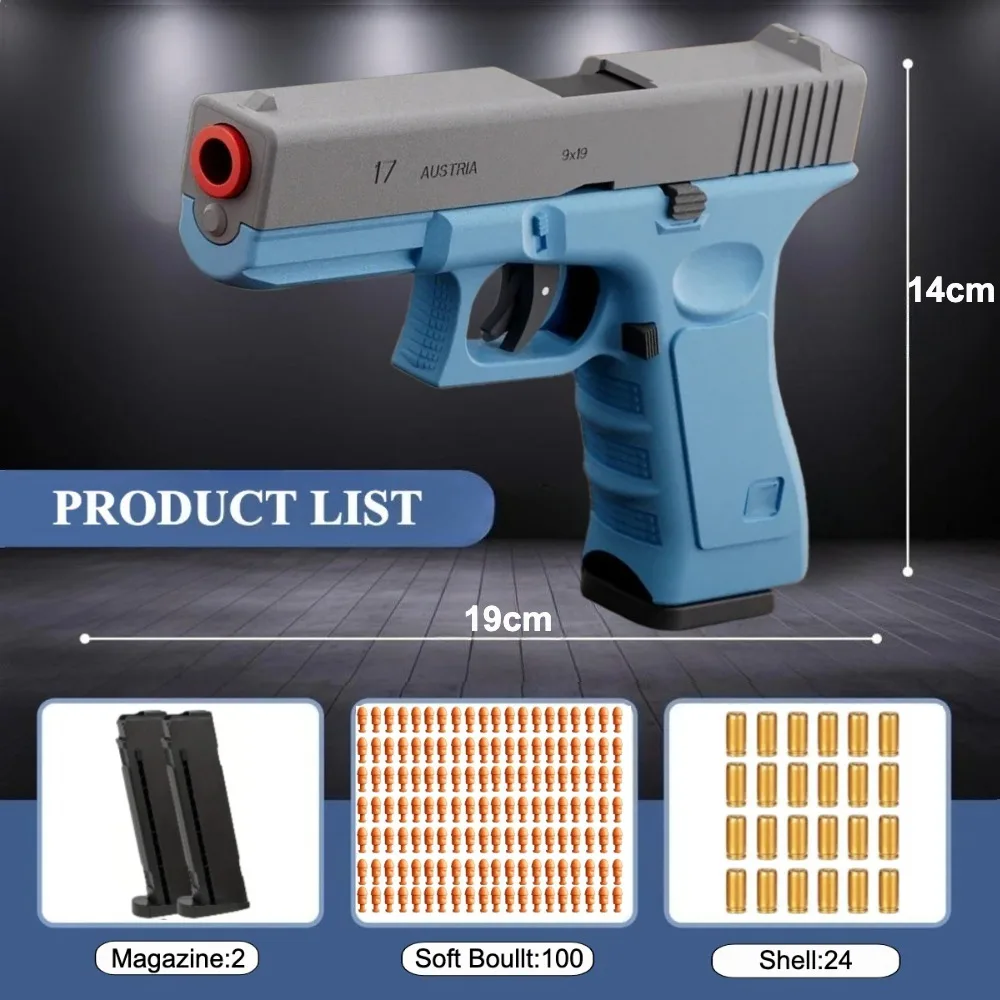 Shell Throwing Automatic Soft Bullet Toy Gun with Blowback - Outdoor Sports Shooting Game Gift