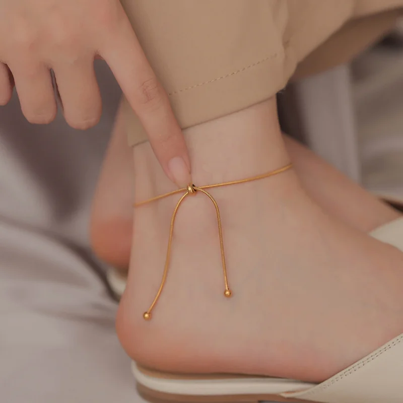 Fashion Cubic Zirconia Geometric Pendant Anklets Women INS Trendy Beach Accessories Hawaii Party Gift Jewelry RAKOL