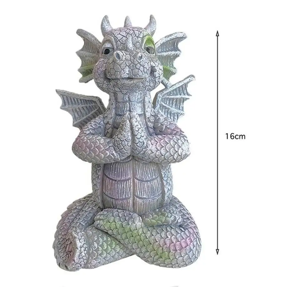 New Creative Design Home Garden Statue Dragon Meditation Statue Led Lighting Resin Ornament Outdoor Yard Decoration Home Decor