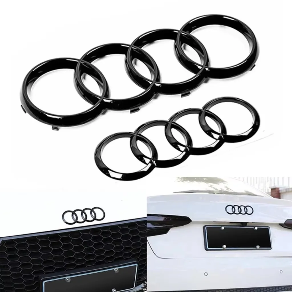Premium ABS Black Hood and Trunk Emblem with 4 Ring Design