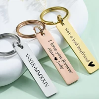 Lemegeton Engraved Keychain Personalized Name Rectangle Pendant Custom Text Logo Number Key Ring Customized Jewelry Party Gifts