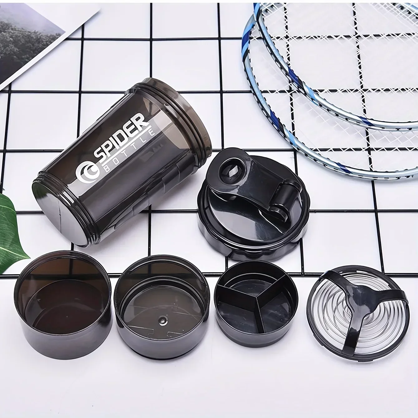 3 Layers Shaker Protein Bottle Powder Shake Cup Water Bottle Plastic Mixing Cup Body Building Exercise Bottle