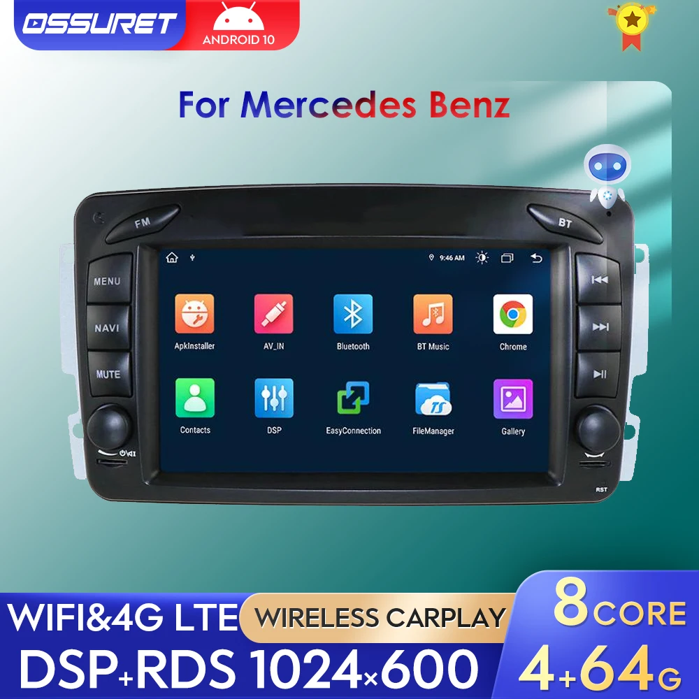 Автомагнитола на Android стерео мультимедийный плеер для Mercedes-Benz A-W168 Viano Vito CLK-C209 W209
