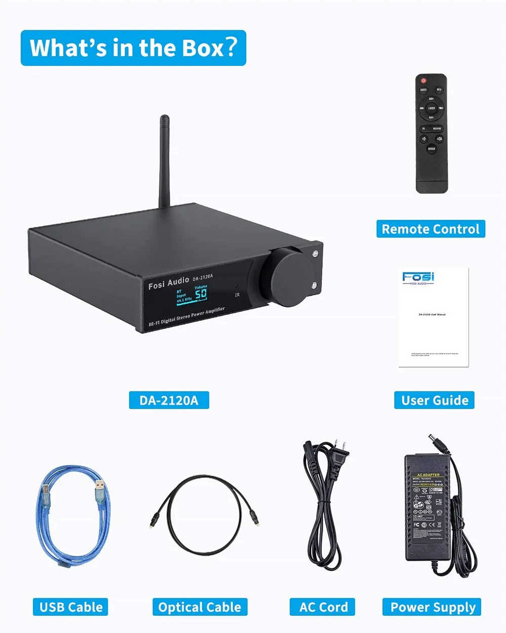 Fosi Audio DA2120A Bluetooth Amplifier Stereo Audio Wireless