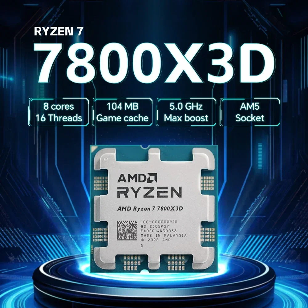 새로운 AMD Ryzen 7 7800X3D 소켓 AM5 게이밍 CPU R7 7800X3D 4.2GHz 8코어 16스레드 96MB L3 캐시 DDR5 쿨러 미포함