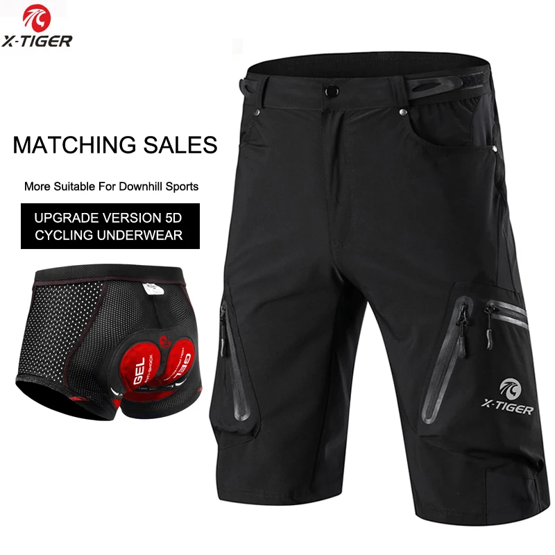 MTB Cycling Shorts Breathable Outdoor Sports Men Bicycle Shorts Multi-Pockets Road Riding Loose Downhill Bike Short X-TIGER cycling shorts