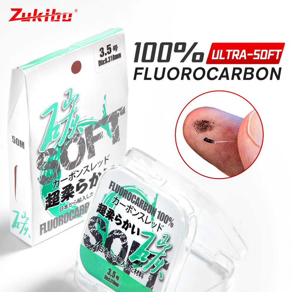 Ligne leader fluorocarbone ZUKIBO 50M - Monofilament japonais 100% invisible à coulée rapide