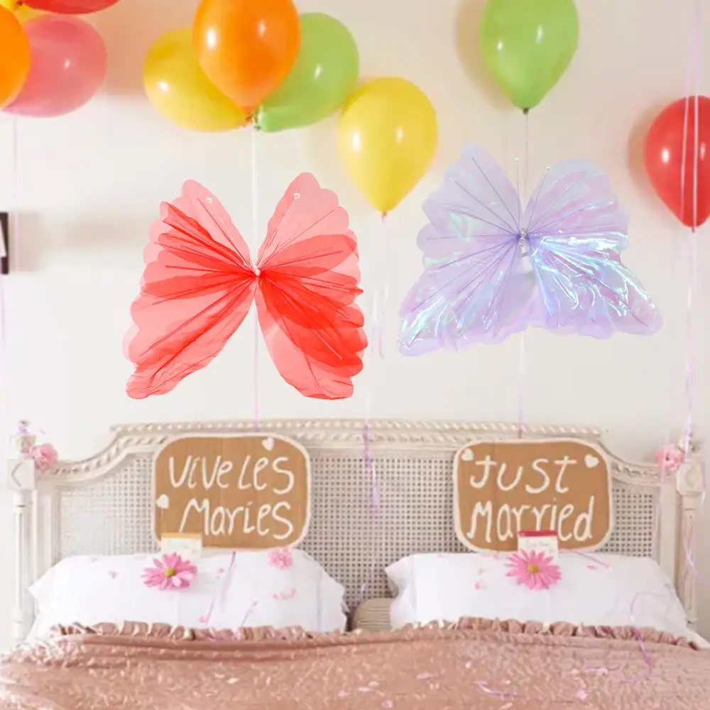 New Silk Artificial Butterfly Flowers Colorful 50cm Flower Head Giant Artificial Flowers Large Butterfly Photography Props