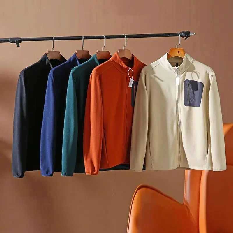 

Дышащая мужская флисовая Повседневная куртка с воротником-стойкой на осень/зиму