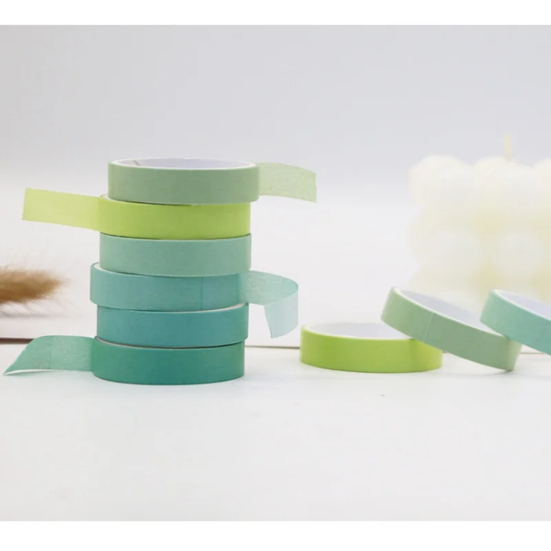 6 롤 레인보우 그라디언트 시리즈 솔리드 컬러 테이프 수제 DIY 스크랩북 소재 장식 테이프 앨범 매거진 테이프