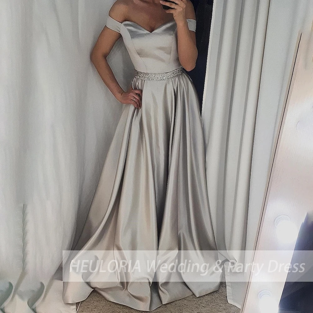 

Satin Evening Dresses for wedding Long Formal prom Dresses elegant A-Line plus size wedding party dress