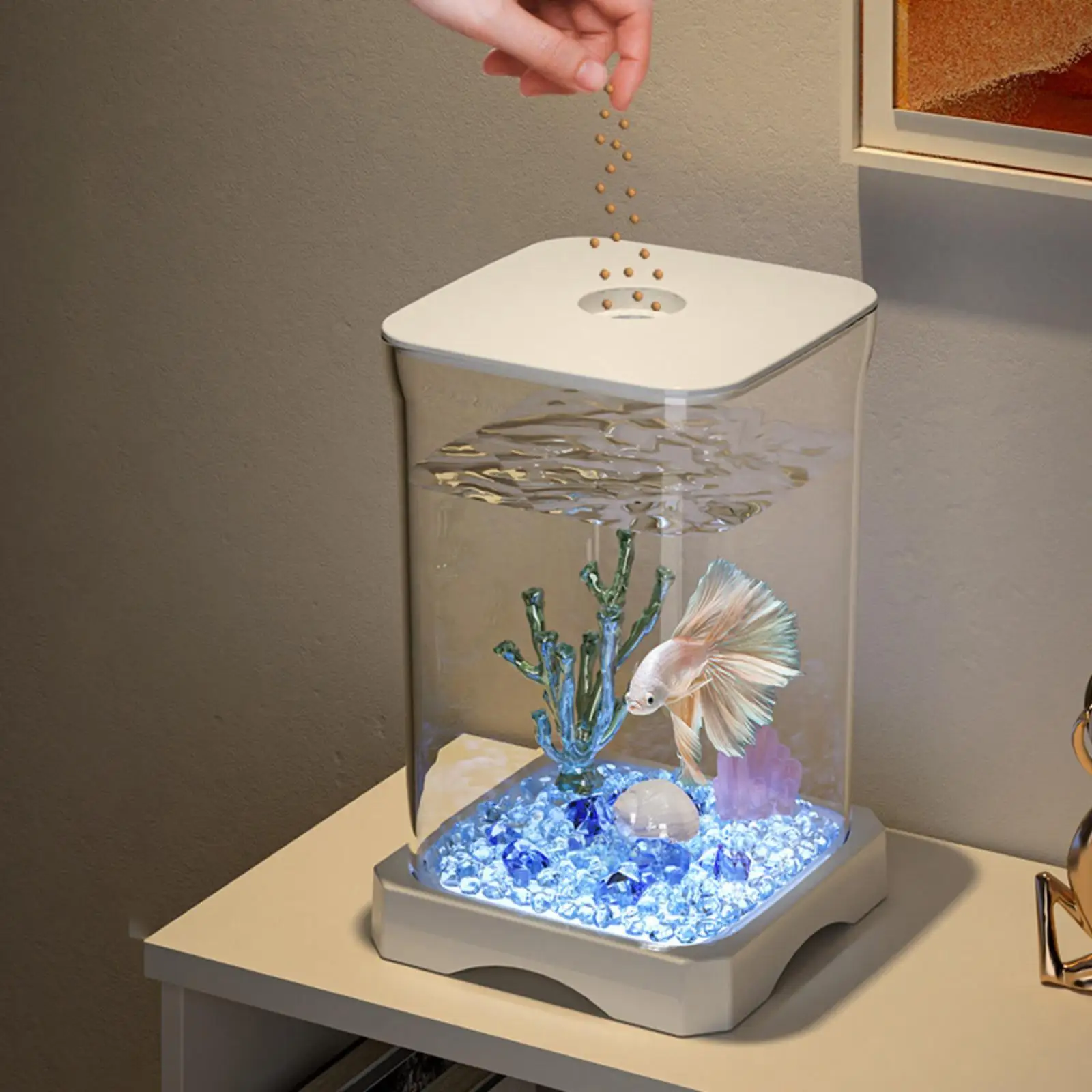 Fish Tank Acrylic Fish Bowl Reptile Terrarium Tank Small Goldfish Multiuse for Home Desktop Living Room Office Turtle