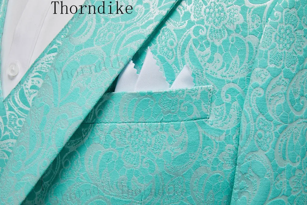 Thorndike Handsome Latest Designs Slim Fit Floral Jacket Party Tuxedos Male Dress Double Breasted Wedding Groom Men Suits