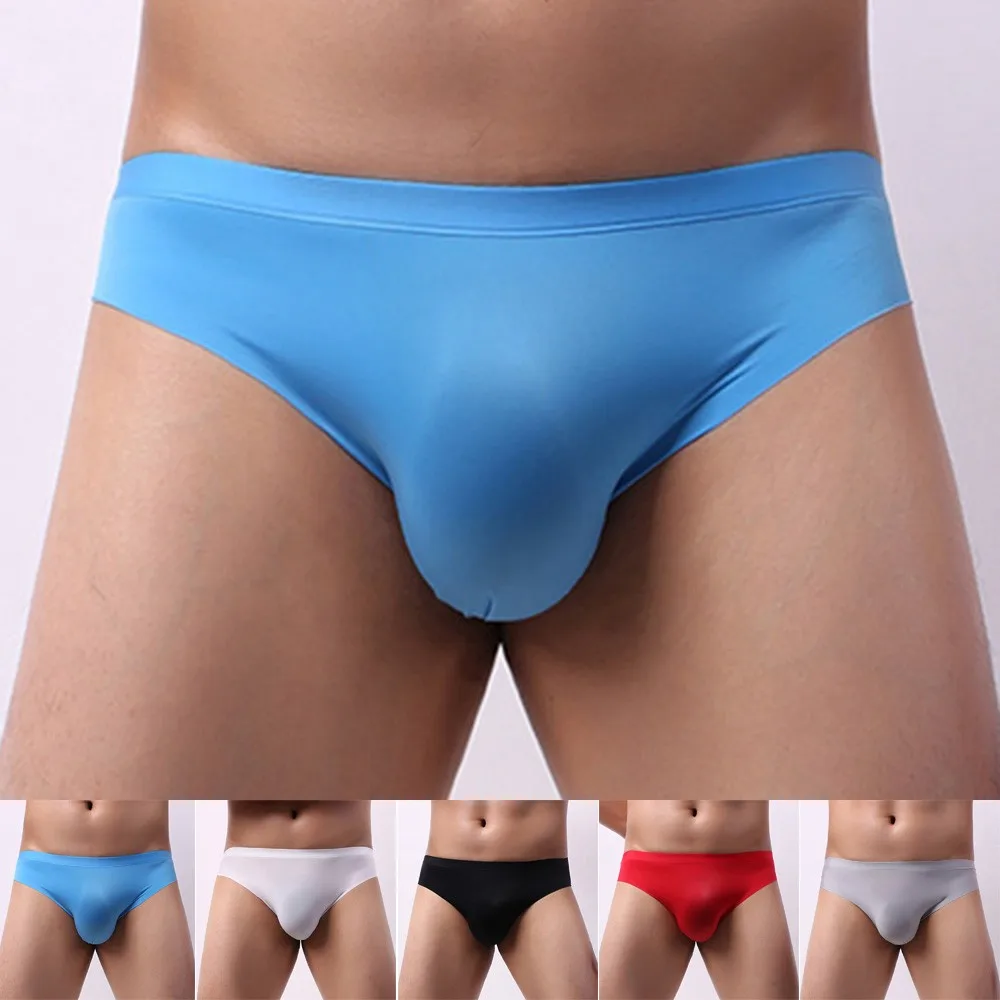 

Mens Underwear Sports Breathable Ice Silk Panties Thin Sexy G-strings Low Rise Tight Seamless Briefs Ultra-thin Underpants