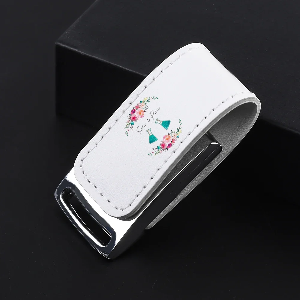 Custom Wedding Gift Box Usb 2.0 Flash Drive Impressão a Cores Custom Pen Drive Couro de Capacidade Real Memory Stick 64gb 10 Pcs por Lote - Imagem 5