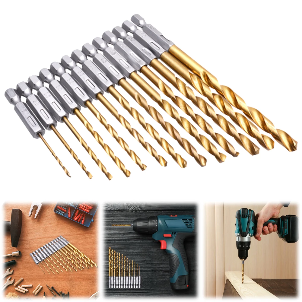 13 PCS 1/4inch Hex Shank Drill Bits Impact Driver Twist Drill Bit Set 13 PCS 1/4inch Hex Drill Bit Set Hex Shank Drilling Tools