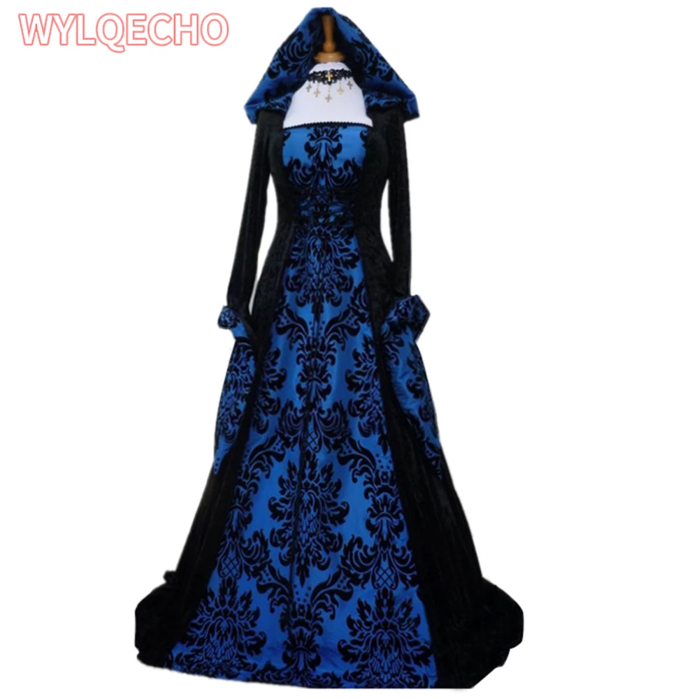 Halloween Costume Witch Medieval Dress Women Adult Large Size Scary Cosplay Gothic New Wizard Halloween Costumes for Women