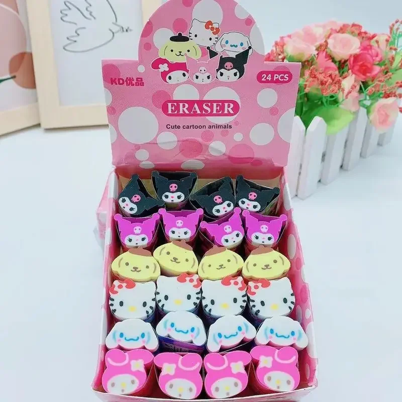 

Sanrio 24pcs Eraser Hello Kitty Melody Kuromi Cinnamorroll Cute Creative Boxed Kindergarten Pupils Gifts Student Stationery