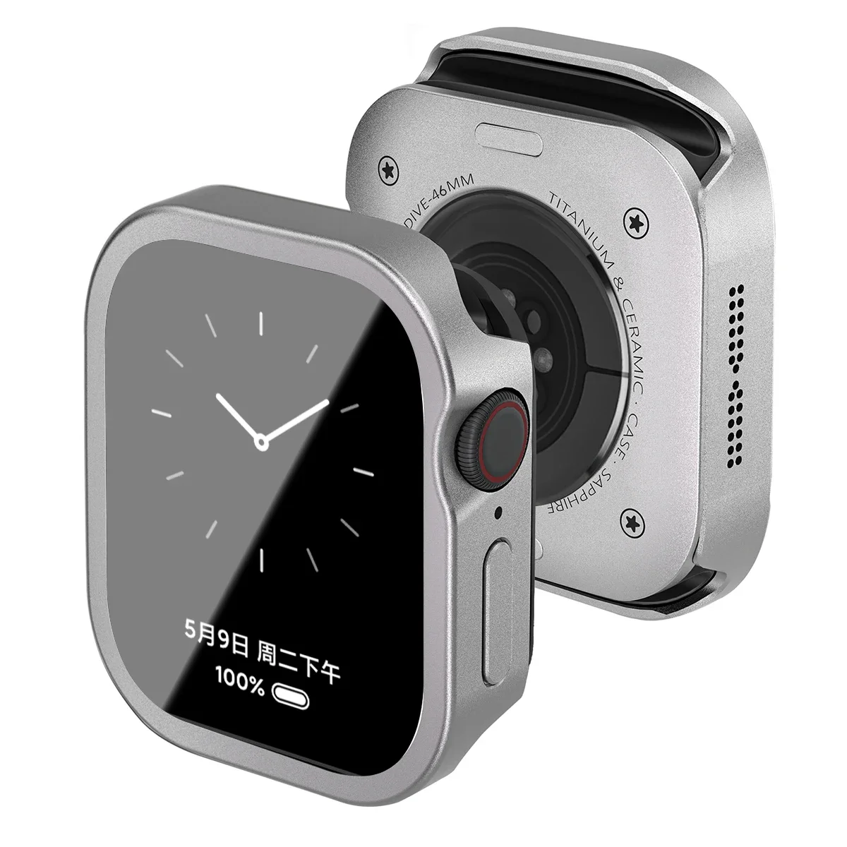 Premium Aluminum Alloy and PC Watch Cover with Tempered Glass Screen Protector