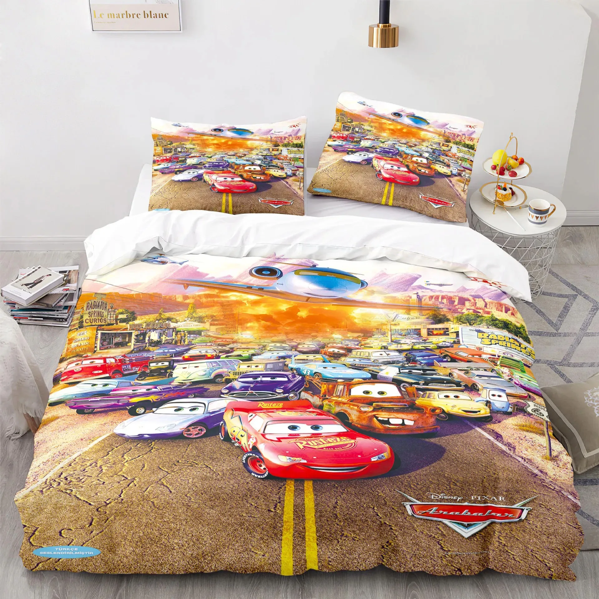 Description Picture 2 of itemCars Lightning McQueen 3D Children's Bedding Set 3-piece Set 1 Quilt Cover 100% Polyester Home Decor Cartoon