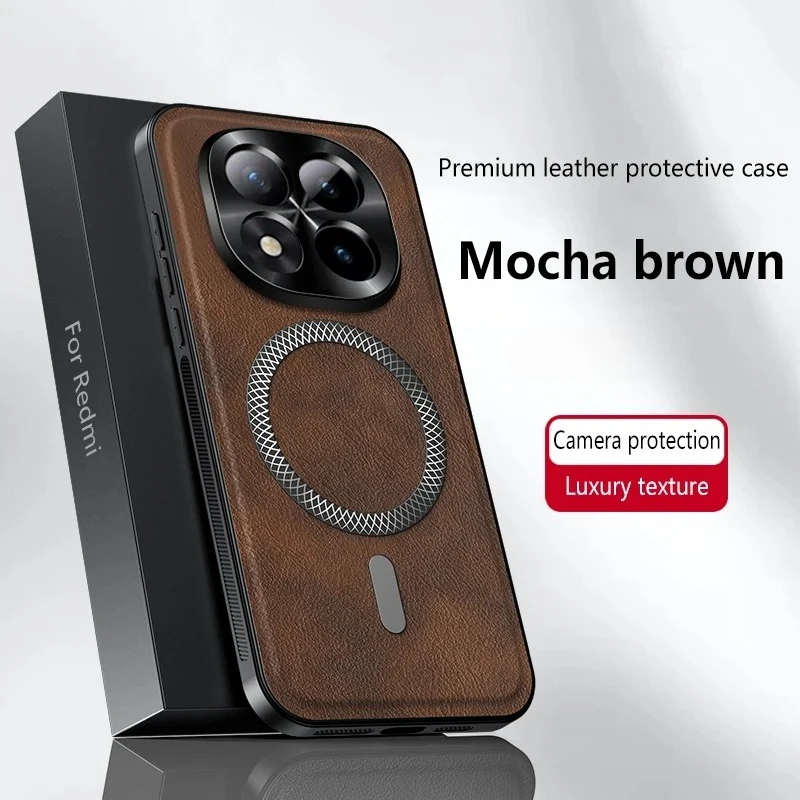 Magnetische Hülle für Xiaomi Redmi Note 15 14 Pro Plus+ 15 14 Pro Cover Leder Stoßfest Mag-safe Vollmetall Kameraschutz-Gehäuse