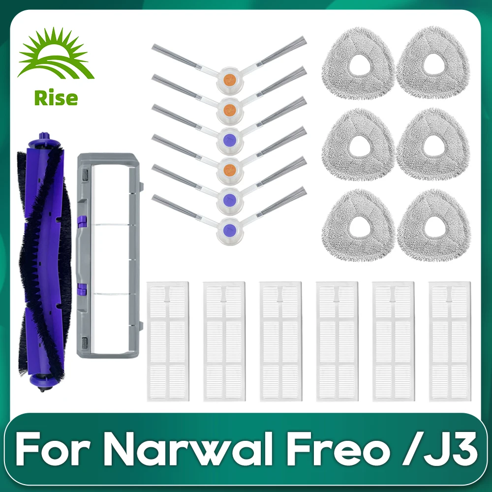 Compatível com o Aspirador de pó Robô Narwal Freo Narwal j3 Peça de Reposição Acessório Kit Tampa da Escova Principal Filtro Hepa Pano de Esfregar