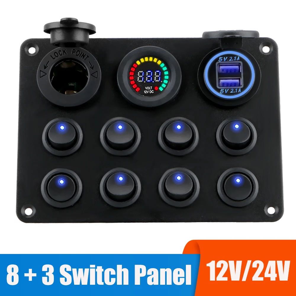 Riloer 6 Gang Combinatie Schakelpaneel, 12V / 24V Marine Boot Auto RV