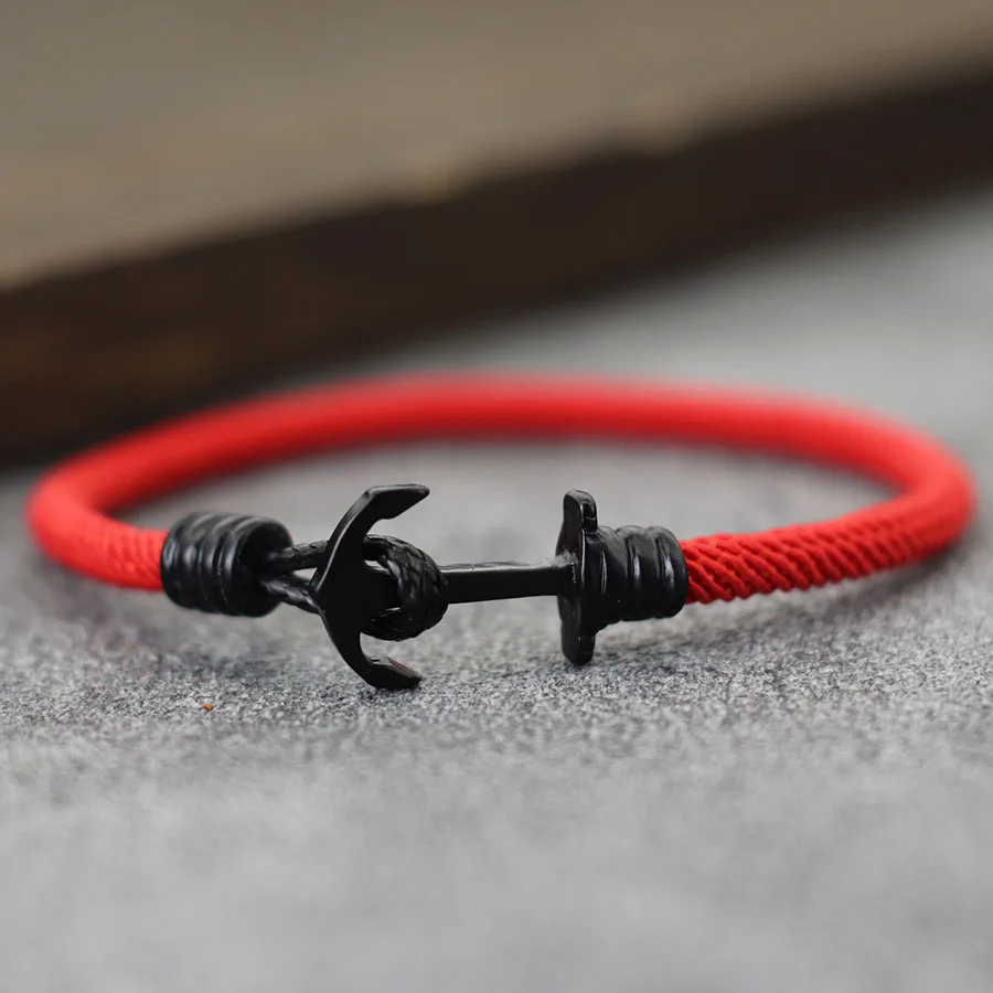 Nautical Rope Anchor Bracelet for Men Red Thread Outdoor