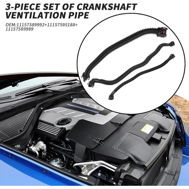 3PCS BMW X5 M E70 X6 M E71 용 새 엔진 크랭크케이스 브리더 호..