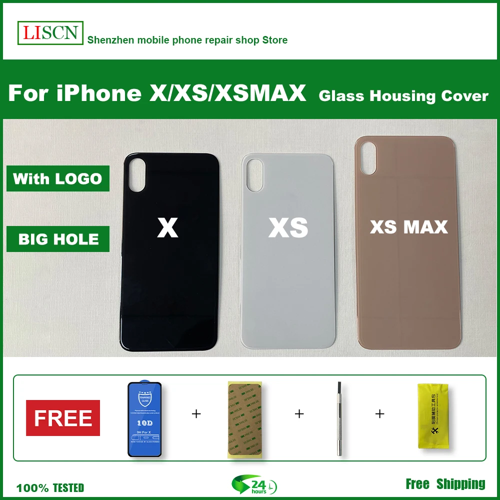 Стекло с большим отверстием для iPhone X XS XSMAX задняя крышка корпуса 3M клеем и