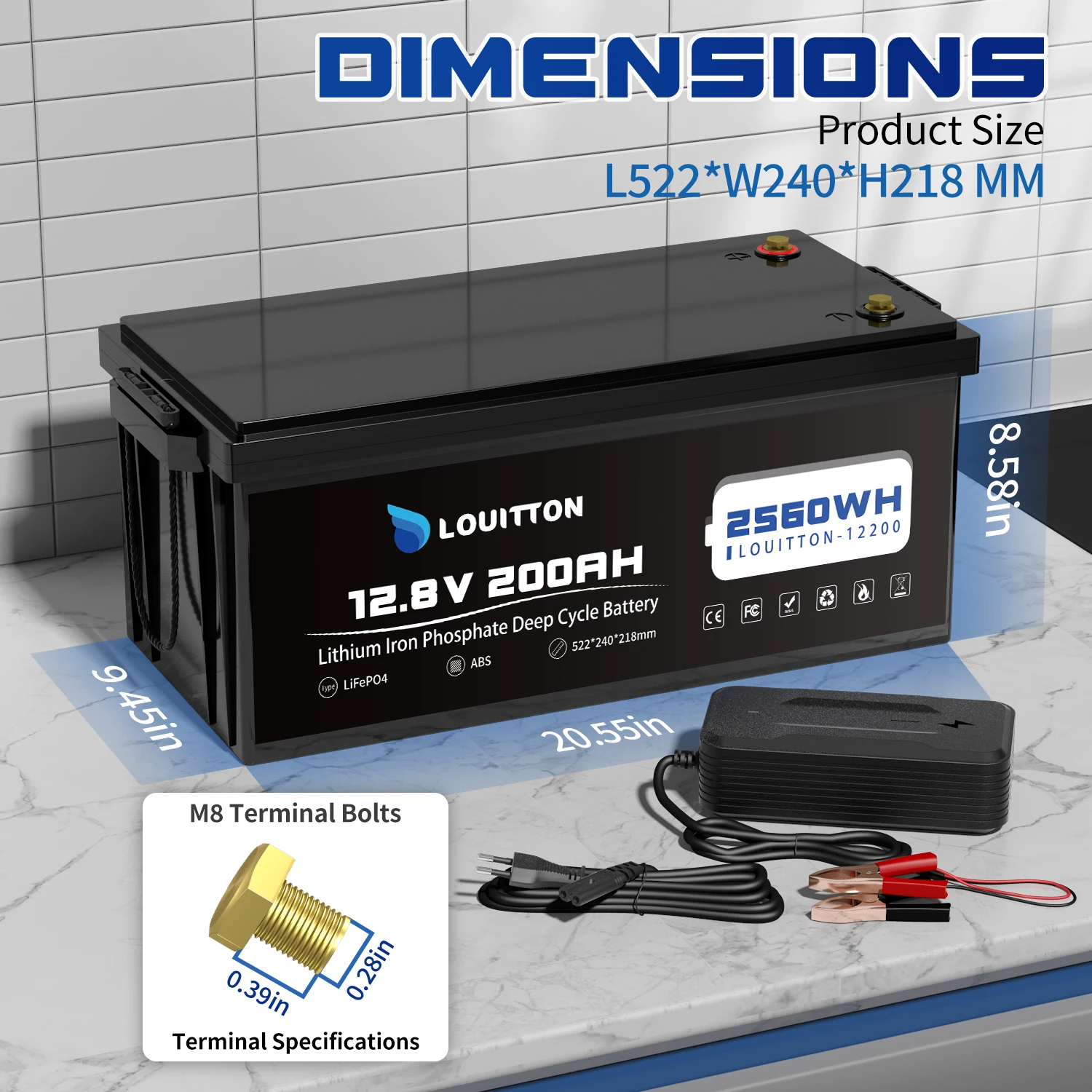 Batería De Litio LiFePO4 12V 200Ah - 10.000+ Ciclos, IP65, Ideal Para Autocaravanas, Barcos Y Solar