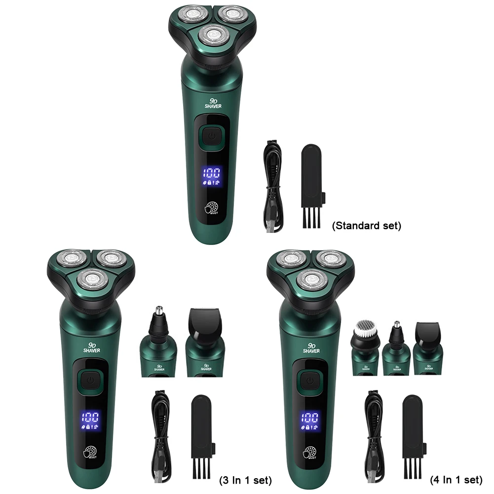 남성용 전기 여행용 면도기 USB 충전식 3헤드 플로팅 면도날 디지털 디스플레이 무통 무선 트리머 휴대용 면도기