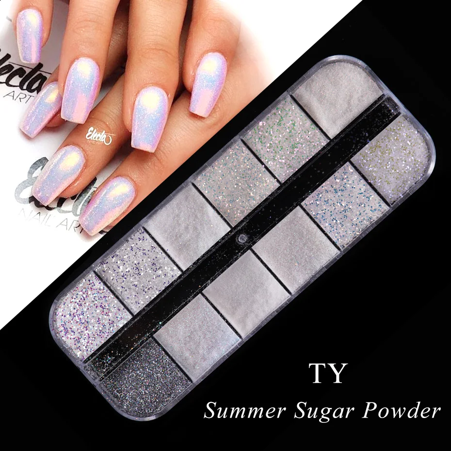 Mirror Iridescent Nail Art Sequins Holographic Mixed Hexagon Chunky Nail  Glitter Powder Flakes Sparkly Spangles Manicure LAGB