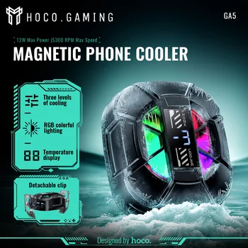 HOCO GA5 Raffreddatore per Telefono Cellulare a Semiconduttore Magnetico/a Clip Universale con Ventola di Raffreddamento a Lunga Durata e Display Digitale