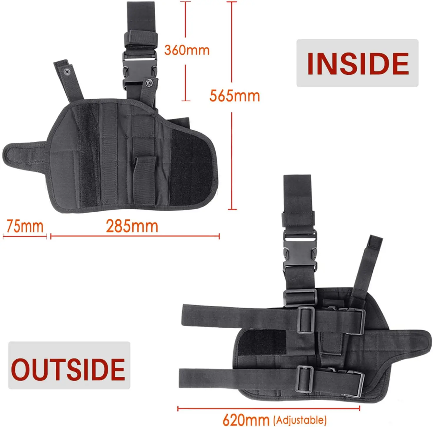 Adjustable Tactical Leg Gun Holster with Pouch