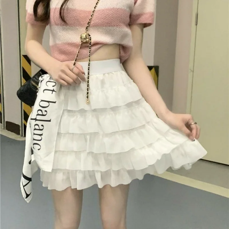 

2022 White Fashion Sexy Mini Skirt for Women Girl Japanese Harajuku Summer Clothes Party Birthday Fairycore Princess Clothing