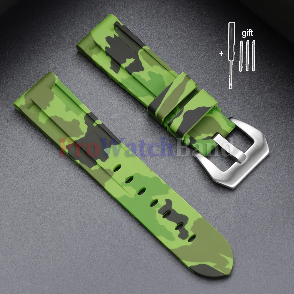 Stitched Sports Silicone Watch Band in Blue and Yellow - Soft Rubber Strap