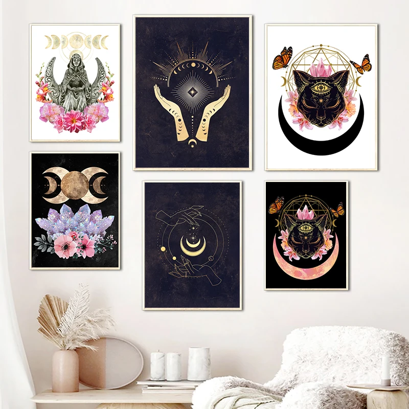 Celestial Decor Sun and Moon Print Witchcraft Witchy Wall Decor Witchy Decor Witch Wall Decor Witchy Decorations Wall Hangings