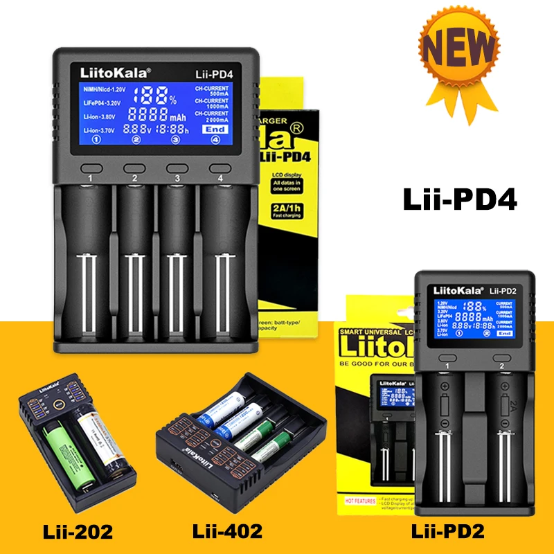 Juroupi Juroupi Lii-402 Smart Battery 1.2V 3.7V 3.2V .85V AA/AAA For 18490 18350 17670 17500 16340 14500 10440 Batteries