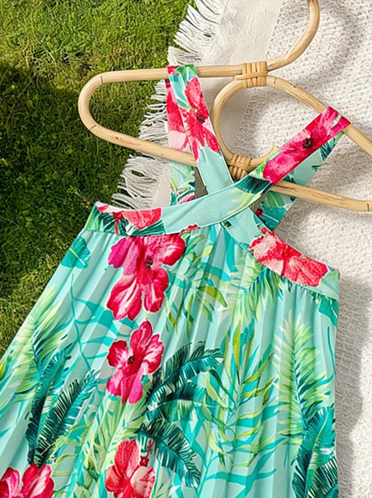 Girls Tropical Strap Dress 4
