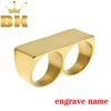 THE BLING KING Personality HipHop Two Finger Rings Stainless Steel Engrave Name Men Punk Biker Rings Women Party Cool Ring 1