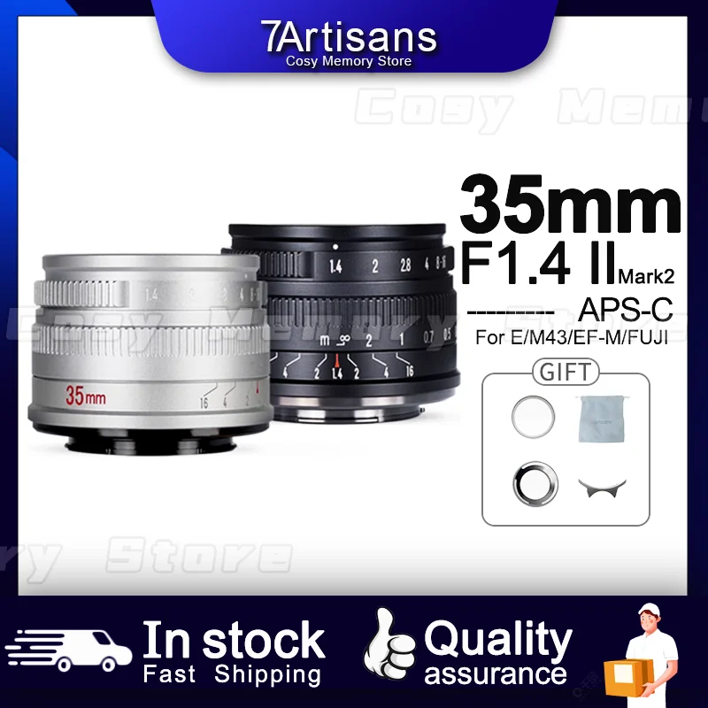 7 Artigiani 35Mm F1.4 Aps-C Prime Lens Per Sony E A6600 Zv-E10 Fuji Fx Canon Eos-M M50 Micro 4/3 Epm1 Nikon Z5 Canon Rf