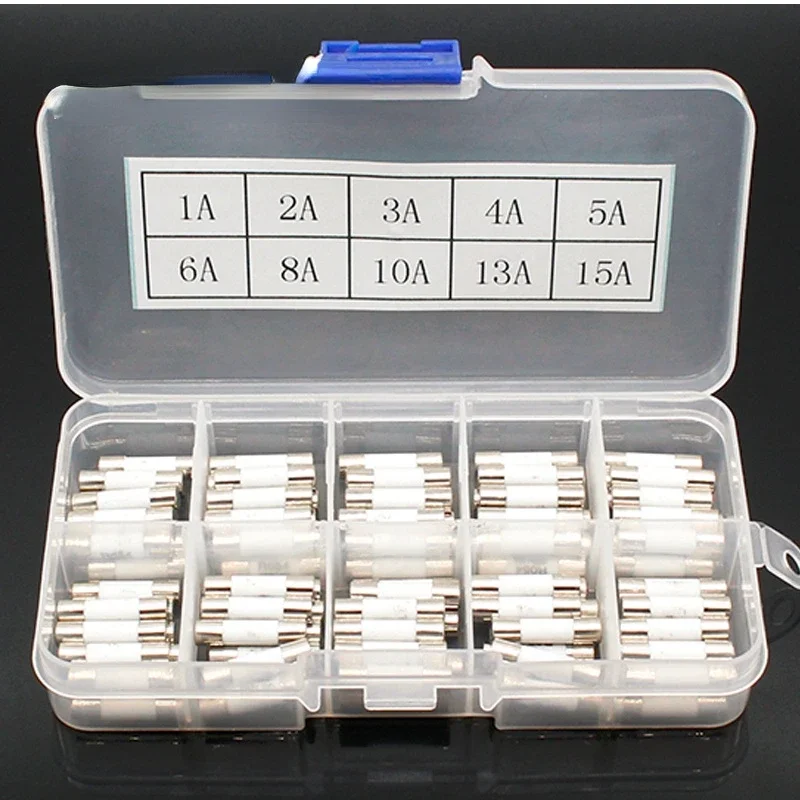 100pcs Ceramic Fuse 5mm x 20mm Slow Blow T 1A 2A 3A 4A 5A 6A 8A 10A 13A 15A 250V ceramic fuse