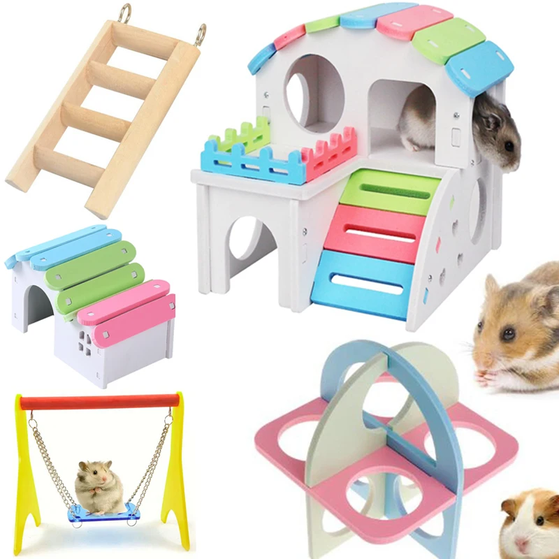 Eco Board Guinea Pig Hamster Hammock Slide Stairs Bed Nest Villa House Cage Toys 