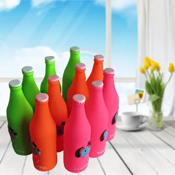 New Dog Toys Silicone Beer Bottle Brother Dog Pattern Puppy Pet Play Chew Squeaky Toys for Dogs Cats Pets Supplies 5