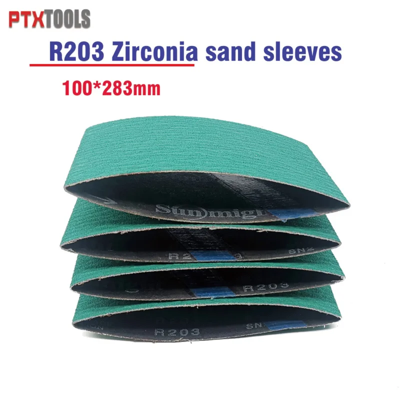 4PCS 100*283MM Sunmight R203 Zirconia Sanding Belt For Metal Abrasive Band Grinder Zirconium Oxide Sanding Sleeves