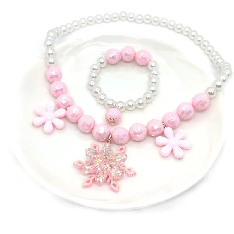 Baby Girls Beads Pearl Shell Mermaid Pendant Necklace Bracelet for Child Kids Lovely Flower Necklace Charm Jewelry For Gift 5
