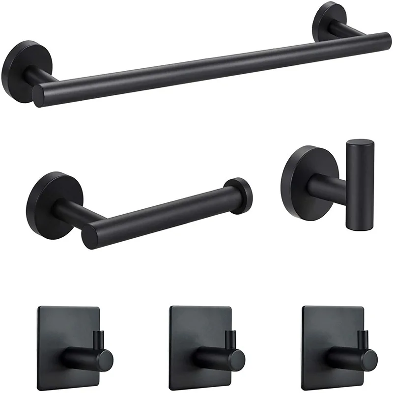 Stainless Steel Bathroom Hardware Set Robe Hook Towel Rail Bar Rack Bar Shelf Tissue Paper Holder Toothbrush Holder Bathroom