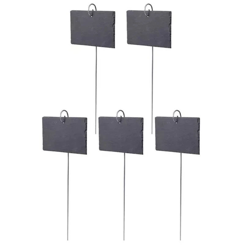 

3X Slate Gardening Labels Rectangular Plant Tag Iron Hanging Display Sign For Flower Bed Pots Planters