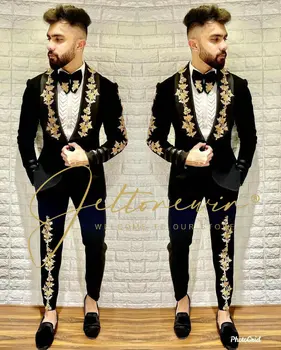 Men's Floral Jacquard Two-Piece Suit | High-Quality Wedding & Prom Tuxedo | Stylish Blazer & Pants Set for Formal Events